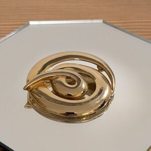 VTG 1980s High-Polish Gold-Tone Abstract Spiral Swirl Brooch